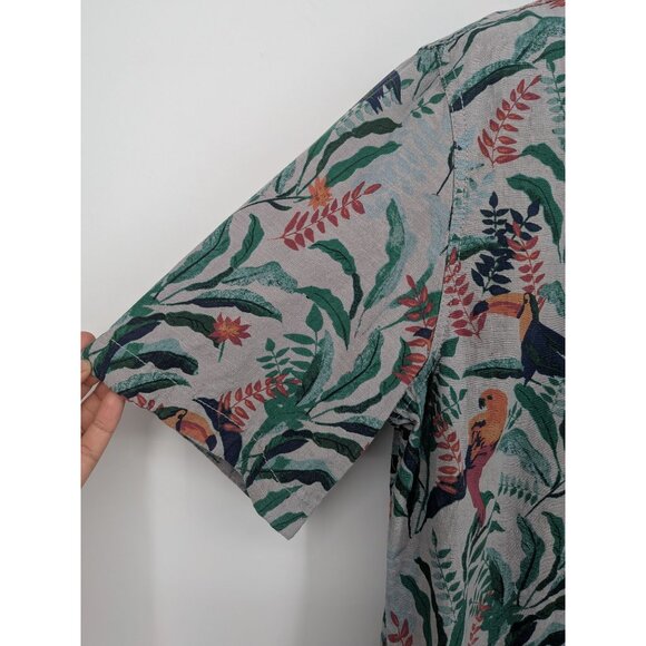 Mossimo Supply Hawaiian Button Up Shirt Men Size L Floral Toucan Tropical Resort - Picture 3 of 10